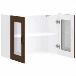 vidaXL Kitchen Wall Cabinet with Glass Door Kalmar Brown Oak Engineered Wood - Additional view 6
