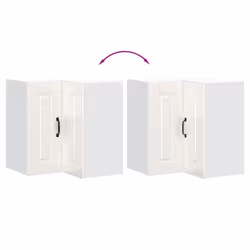 vidaXL Kitchen Wall Corner Cabinet Kalmar High Gloss White Engineered Wood - Additional view 7