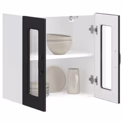 vidaXL Kitchen Wall Cabinet with Glass Door Kalmar Black Engineered Wood - Additional view 4