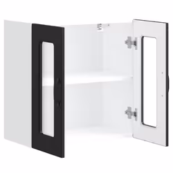 vidaXL Kitchen Wall Cabinet with Glass Door Kalmar Black Engineered Wood - Additional view 5