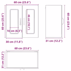 vidaXL Kitchen Wall Cabinet with Glass Door Kalmar Brown Oak Engineered Wood