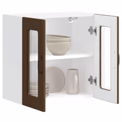 vidaXL Kitchen Wall Cabinet with Glass Door Kalmar Brown Oak Engineered Wood - Additional view 4