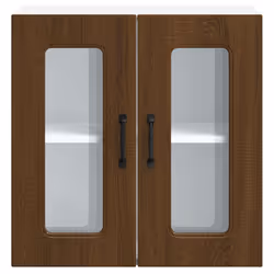vidaXL Kitchen Wall Cabinet with Glass Door Kalmar Brown Oak Engineered Wood - Additional view 6