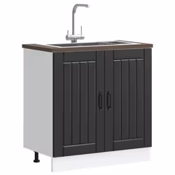 vidaXL Sink Base Cabinet Lucca Black Engineered Wood kitchen base cabinet