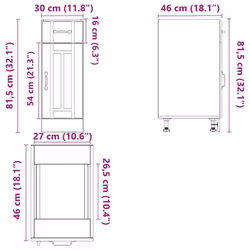 vidaXL Oven Cabinets Kitchen Cabinet Oven Unit 2 pcs Kalmar Engineered Wood - sonoma oak, 30 x 46 x 81.5 cm - Additional view 3