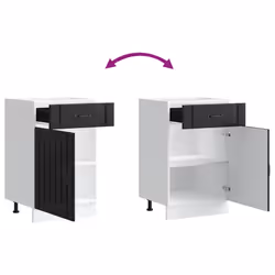 vidaXL Oven Cabinets Kitchen Cabinet Oven Unit 2 pcs Kalmar Engineered Wood - black, 50 x 46 x 81.5 cm - Additional view 8