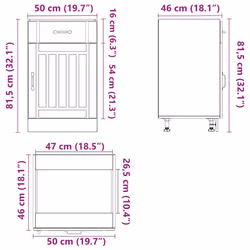 vidaXL Oven Cabinets Kitchen Cabinet Oven Unit 2 pcs Kalmar Engineered Wood - concrete grey, 50 x 46 x 81.5 cm - Additional view 3