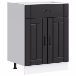 vidaXL Kitchen Base Cabinet Lucca Black Engineered Wood sink base cabinet