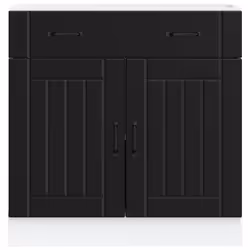 vidaXL Kitchen Base Cabinet Lucca Black Engineered Wood sink base cabinet