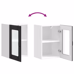 vidaXL Kitchen Wall Cabinet with Glass Door Lucca Black kitchen wall unit - Additional view 9