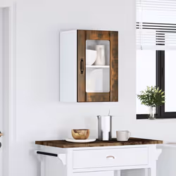 vidaXL Kitchen Wall Cabinet with Glass Door Lucca Smoked Oak kitchen wall unit
