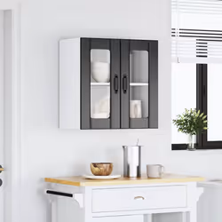 vidaXL Kitchen Wall Cabinet with Glass Door Lucca Black Engineered Wood - Additional view 2