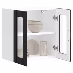vidaXL Kitchen Wall Cabinet with Glass Door Lucca Black Engineered Wood - Additional view 4