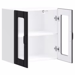 vidaXL Kitchen Wall Cabinet with Glass Door Lucca Black Engineered Wood - Additional view 6
