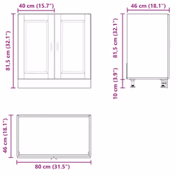 vidaXL Oven CabinetÂ Kitchen Cabinet Oven Unit Oven Base Unit Engineered Wood - sink base cabinet 80 cm - Additional view 10