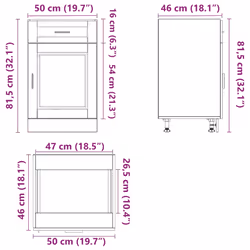 vidaXL Oven CabinetÂ Kitchen Cabinet Oven Unit Oven Base Unit Engineered Wood - kitchen base cabinet 50 cm - Additional view 3