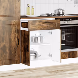 vidaXL Oven CabinetÂ Kitchen Cabinet Oven Unit Oven Base Unit Engineered Wood - smoked oak, 1 pcs
