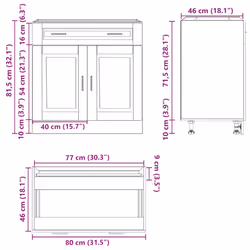 vidaXL Kitchen Base CabinetÂ Porto Concrete Grey Engineered Wood - Additional view 10