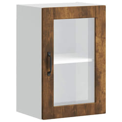 vidaXL Kitchen Wall Cabinet with Glass DoorÂ Porto Smoked Oak kitchen wall unit