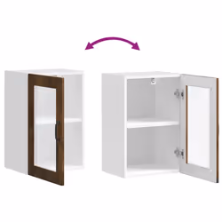 vidaXL Kitchen Wall Cabinet with Glass DoorÂ Porto Smoked Oak kitchen wall unit - Additional view 9