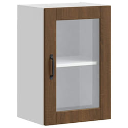 vidaXL Kitchen Wall Cabinet with Glass DoorÂ Porto Brown Oak kitchen wall unit