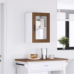 vidaXL Kitchen Wall Cabinet with Glass DoorÂ Porto Brown Oak kitchen wall unit