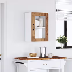 vidaXL Kitchen Wall Cabinet with Glass DoorÂ Porto Old Wood kitchen wall unit