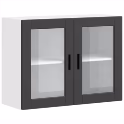 vidaXL Kitchen Wall Cabinet with Glass Door Porto Black kitchen wall unit