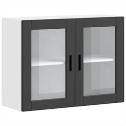 vidaXL Kitchen Wall Cabinet with Glass Door Porto Black kitchen wall unit