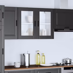 vidaXL Kitchen Wall Cabinet with Glass Door Porto Black kitchen wall unit
