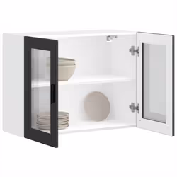 vidaXL Kitchen Wall Cabinet with Glass Door Porto Black kitchen wall unit - Additional view 4