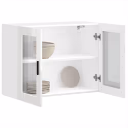 vidaXL Kitchen Wall Cabinet with Glass Door Porto High Gloss White - Additional view 4