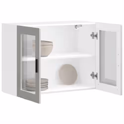 vidaXL Kitchen Wall Cabinet with Glass Door Porto Concrete Grey - Additional view 4