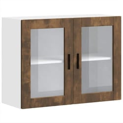 vidaXL Kitchen Wall Cabinet with Glass Door Porto Smoked Oak kitchen wall unit