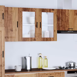 vidaXL Kitchen Wall Cabinet with Glass Door Porto Old Wood kitchen wall unit