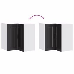 vidaXL Kitchen Wall Corner Cabinet "Porto" Black Engineered Wood - Additional view 7
