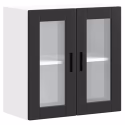 vidaXL Kitchen Wall Cabinet with Glass Door Porto Black kitchen wall unit
