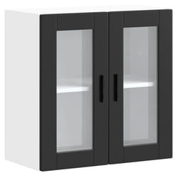 vidaXL Kitchen Wall Cabinet with Glass Door Porto Black kitchen wall unit
