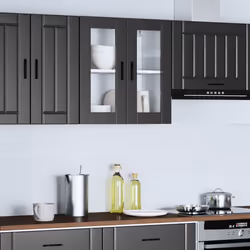 vidaXL Kitchen Wall Cabinet with Glass Door Porto Black kitchen wall unit