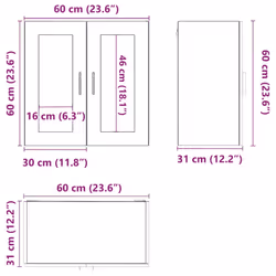 vidaXL Kitchen Wall Cabinet with Glass Door Porto High Gloss White