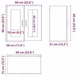 vidaXL Kitchen Wall Cabinet with Glass Door Porto Concrete Grey - Additional view 3