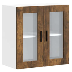 vidaXL Kitchen Wall Cabinet with Glass Door Porto Smoked Oak kitchen wall unit
