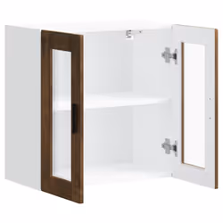 vidaXL Kitchen Wall Cabinet with Glass Door Porto Smoked Oak kitchen wall unit - Additional view 5