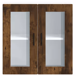 vidaXL Kitchen Wall Cabinet with Glass Door Porto Smoked Oak kitchen wall unit - Additional view 6