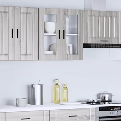 vidaXL Kitchen Wall Cabinet with Glass Door Porto Grey Sonoma - Additional view 2