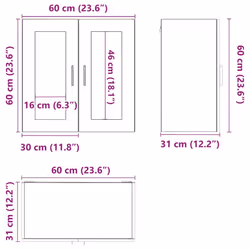 vidaXL Kitchen Wall Cabinet with Glass Door Porto Grey Sonoma - Additional view 3