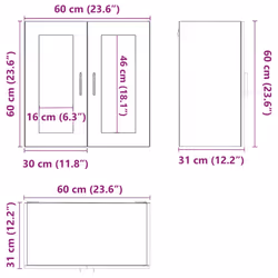 vidaXL Kitchen Wall Cabinet with Glass Door Porto Old Wood kitchen wall unit