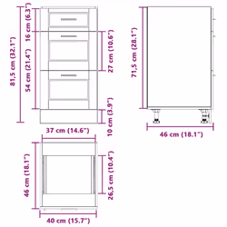 vidaXL Kitchen Base Cabinet Porto High Gloss White Engineered Wood