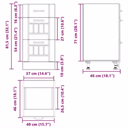 vidaXL Oven Cabinets Kitchen Cabinet Oven Unit 2 pcs Kalmar Engineered Wood - high gloss white, 40 x 46 x 81.5 cm - Additional view 3