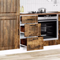 vidaXL Oven Cabinets Kitchen Cabinet Oven Unit 2 pcs Kalmar Engineered Wood - smoked oak, 40 x 46 x 81.5 cm - Additional view 2